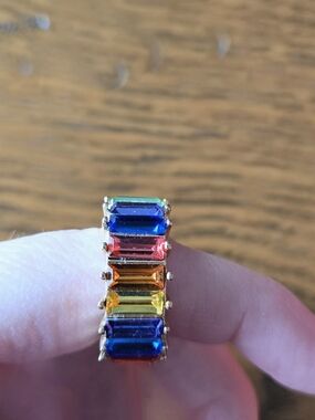 BaubleBar Gold Multicolor Baguette Crystal Ring